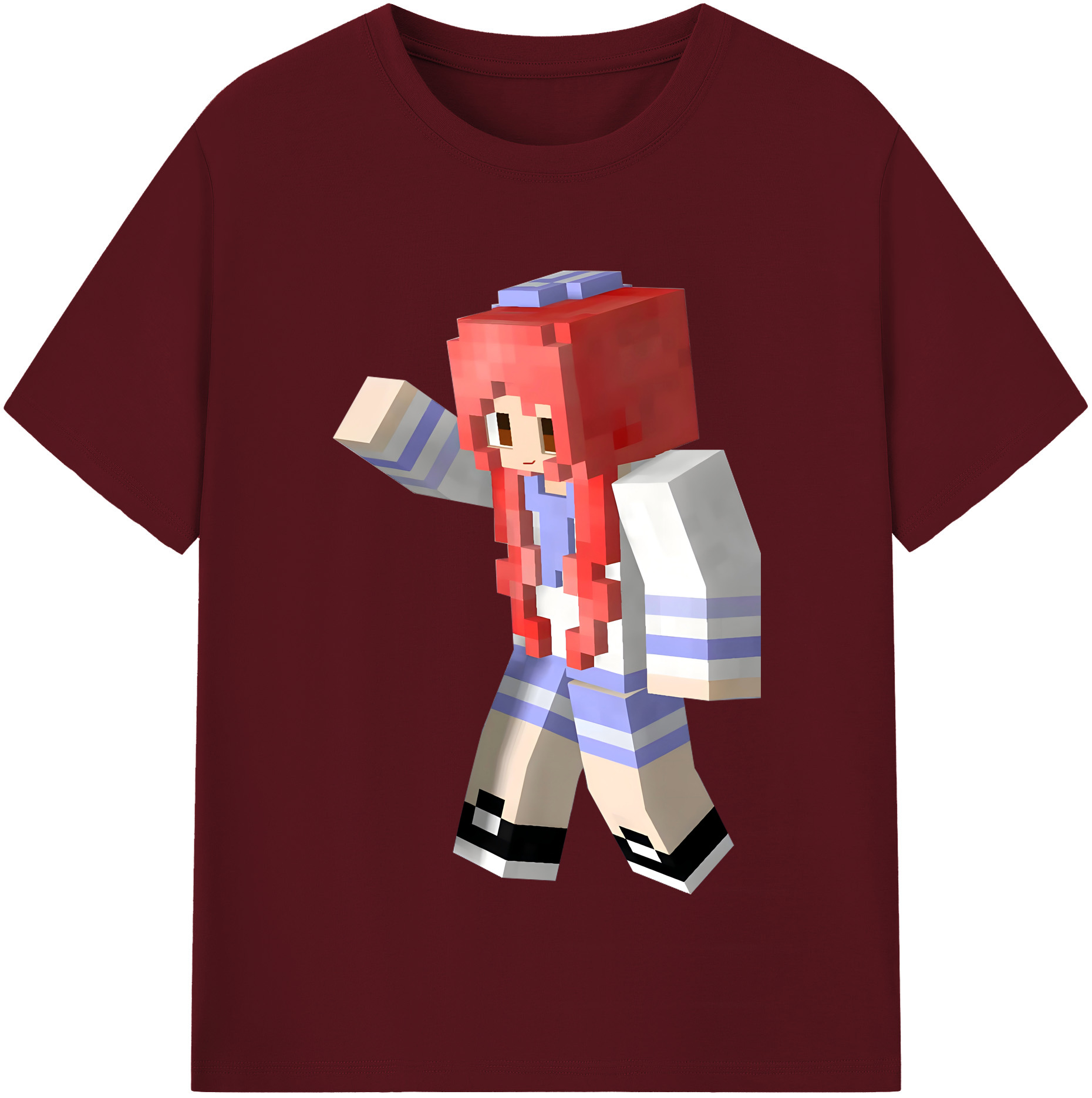 （画像用） マインクラフト ブロックの世界 Minecraft MC Block world 綿100％半袖Tシャツ（フロントプリント）